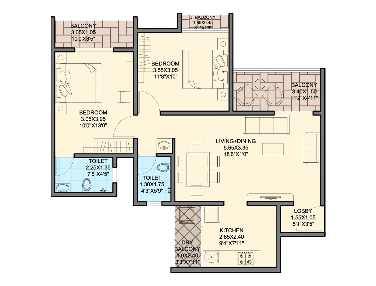 Parkwest Mukai Chowk Kiwale 2BHK Image