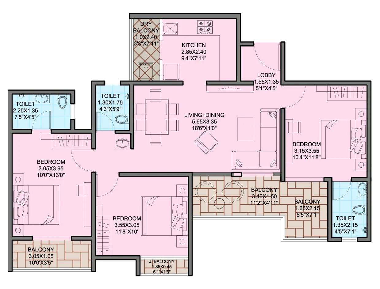 Parkwest Mukai Chowk Kiwale 3BHK Image